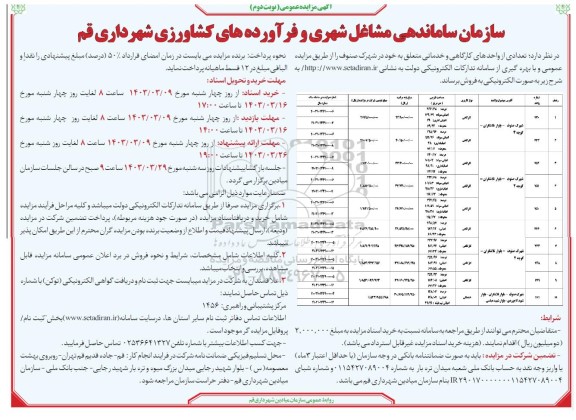 مزایده فروش تعدادی از واحدهای کارگاهی و خدماتی - نوبت دوم 