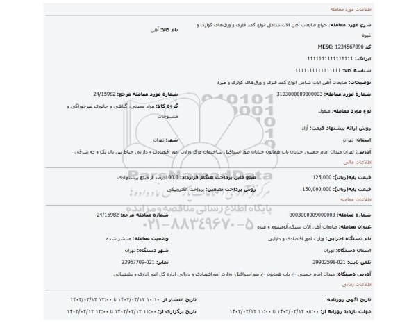 ضایعات آهن الات شامل انواع کمد فلزی و ورق های کولری و غیره