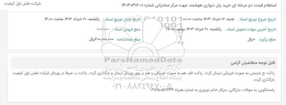 استعلام  خرید پنل دیواری هوشمند جهت مرکز مخابراتی