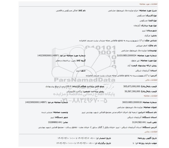 مزایده مال غیرمنقول مشاعی