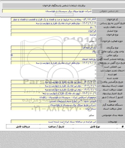 مزایده, فروش حدود ۳۰ تن انواع سیم و ضایعات مسی