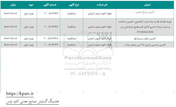 مناقصه تامین چراغ چمنی  و غیره .....