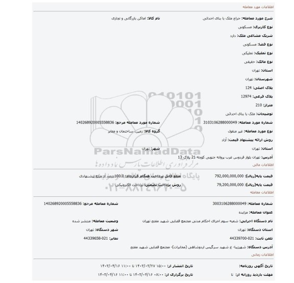 ملک با بنای احداثی