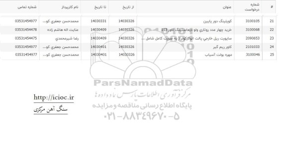 استعلام کوپلینگ دور پایین ....