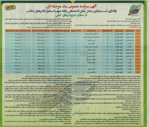 مزایده واگذاری استیجاری محلهای اختصاص یافته جهت استقرار ..