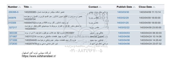 استعلام تعمیر شافت سیلندر ...