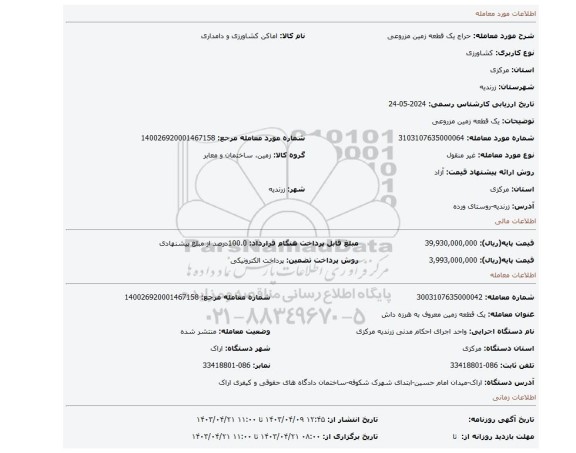 یک قطعه زمین مزروعی