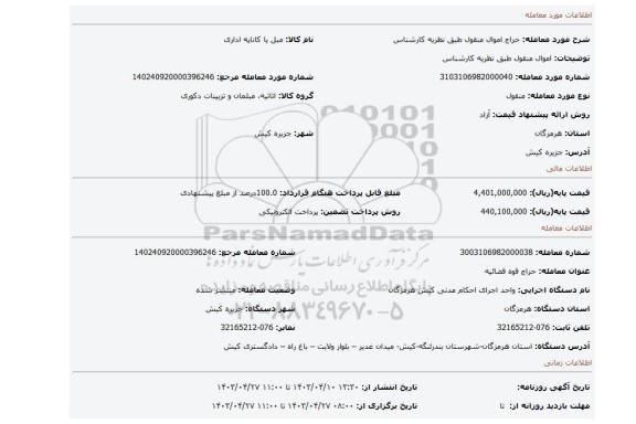 اموال منقول طبق نظریه کارشناس