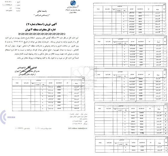 استعلام فروش 42 دستگاه گوشی تلفن رومیزی اسقاط 