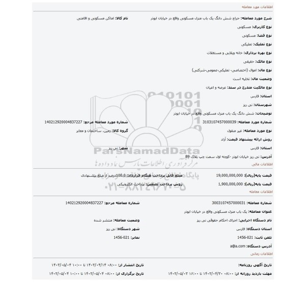 شش دانگ یک باب منزل مسکونی واقع در خیابان ابوذر