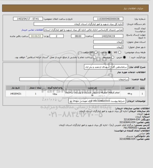 استعلام ساماندهی گلزار شهدای ارجمند و بدر اباد