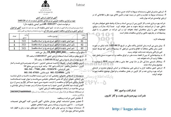 فراخوان ارزیابی کیفی مناقصه شیر ایمنی پایلوت دار