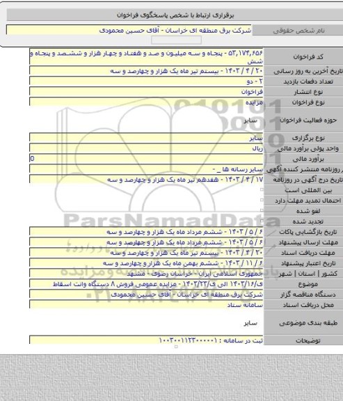 مزایده, ی/۱۴۰۳/۱۶ الی ی/۱۴۰۳/۲۳ - مزایده عمومی فروش ۸ دستگاه وانت اسقاط