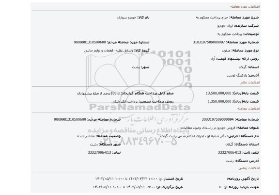 پرداخت محکوم به