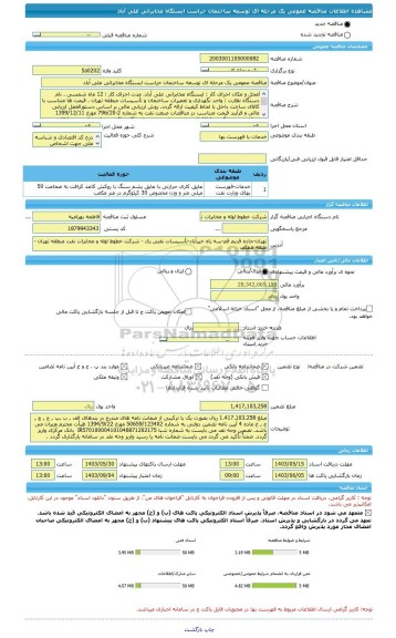 مناقصه، مناقصه عمومی یک مرحله ای توسعه ساختمان حراست ایستگاه مخابراتی علی آباد