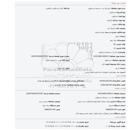 یک باب ساختمان مسکونی