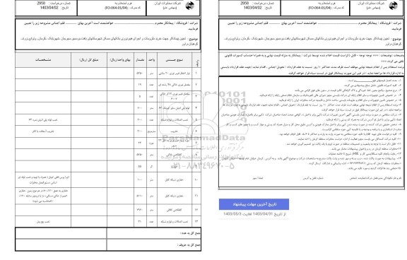 استعلام تعیین پیمانکار جهت خرید ملزومات و اجرای فیبر نوری بانکهای مسکن شهرستانهای بافت...