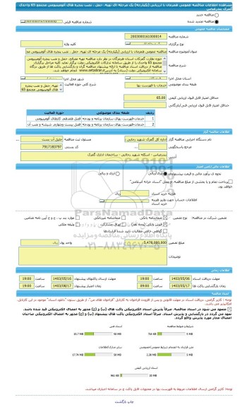 مناقصه، مناقصه عمومی همزمان با ارزیابی (یکپارچه) یک مرحله ای تهیه، حمل ، نصب پنجره های آلومینیومی مجتمع 65 واحدی گمرک بندرعباس