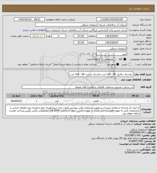 استعلام بالشتک داکتیل 80 : 100 عدد
بالشتک ایرانیت 80 : 100 عدد