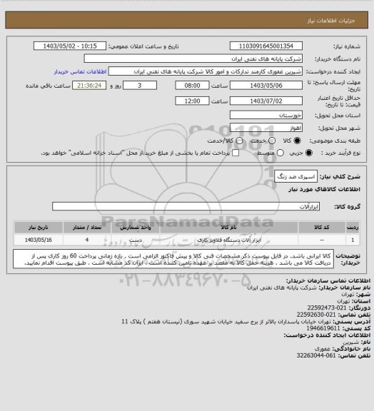 استعلام اسپری ضد زنگ