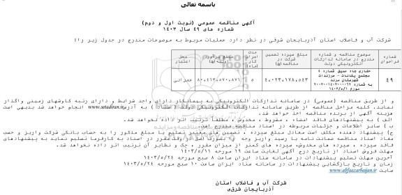 مناقصه حفاری چاه عمیق