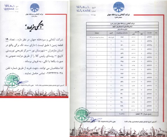 مزایده فروش تعداد 19 قطعه زمین 