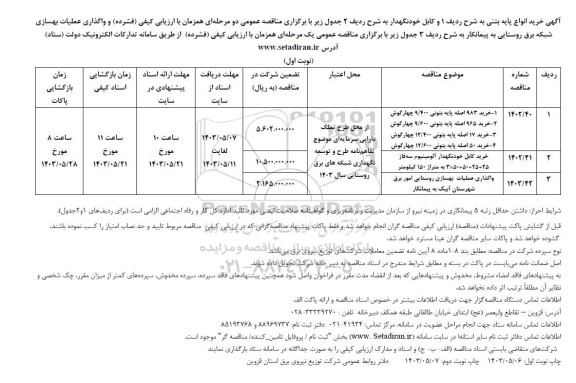 مناقصه خرید انواع پایه بتنی ....