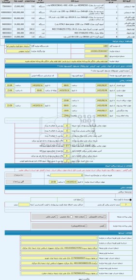 مزایده ، انواع لوازم برقی خانگی وآشپرخانه مختلف وغیره