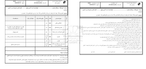 استعلام تعیین پیمانکار جهت اجرای فیبر نوری طرح اختصاصی بانک سپه 