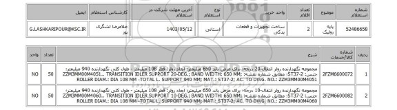 استعلام پایه رولیک