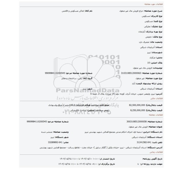 مزایده، فروش مال غیر منقول