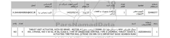 استعلام اکچویترخطی 4کیلووات