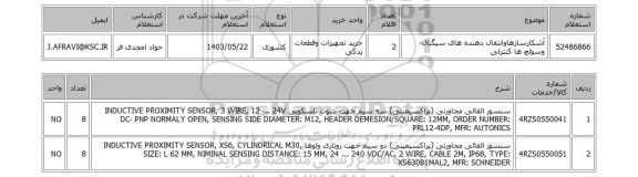 استعلام آشکارسازهاوانتقال دهنده های سیگنال وسوئچ ها کنترلی