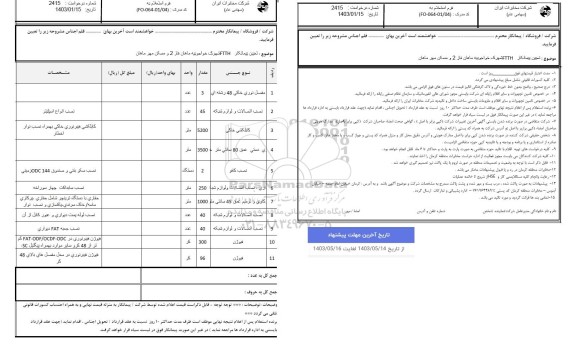 استعلام تعیین پیمانکار FTTH ...