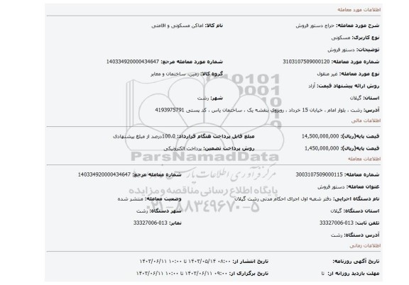 مزایده، دستور فروش