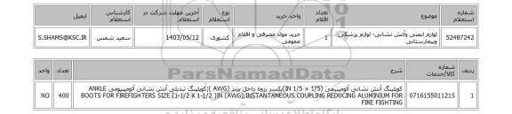 استعلام لوازم ایمنی وآتش نشانی- لوازم پزشکی وبیمارستانی