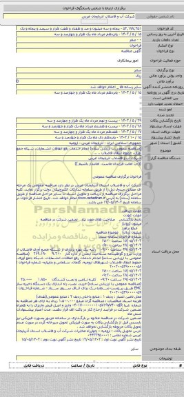 مناقصه, (مناقصه عمومی با ارزیابی ساده) انجام خدمات رفع اتفاقات انشعابات، شبکه جمع آوری، خطوط انتقال فاضلاب .....