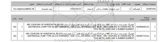 استعلام کوپلینگها