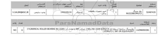 استعلام رولر بیرینگ NU2228ECMA/C3