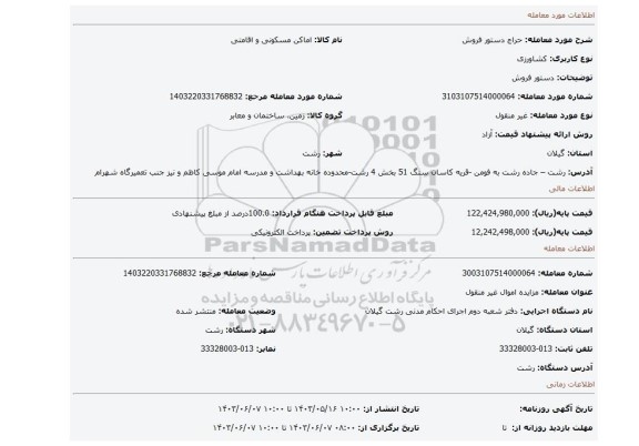 مزایده، دستور فروش