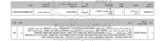 استعلام شیر فشار شکن