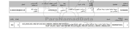 استعلام دریچه تخلیه مخزن نرمه غبارگیر میکس بین