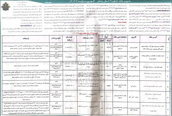 مزایده واگذاری 7 ملک با کاربری گاوداری سنتی، مسکونی روستایی و گاوداری، .... - نوبت دوم