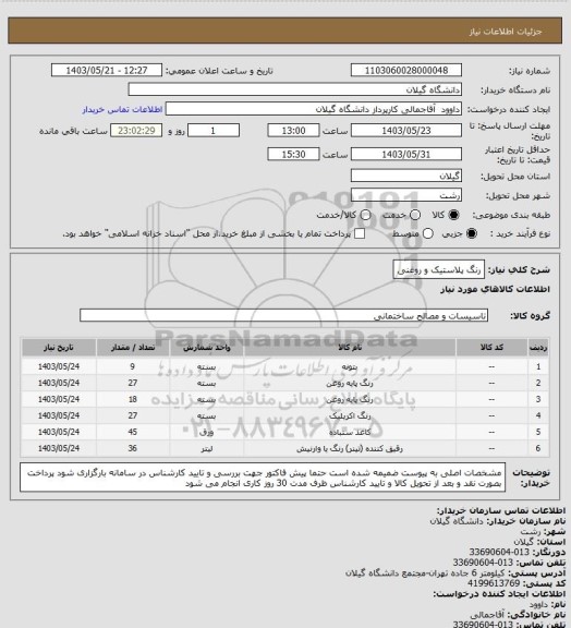 استعلام رنگ پلاستیک و روغنی