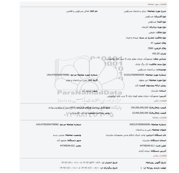 مزایده، ساختمان مسکونی