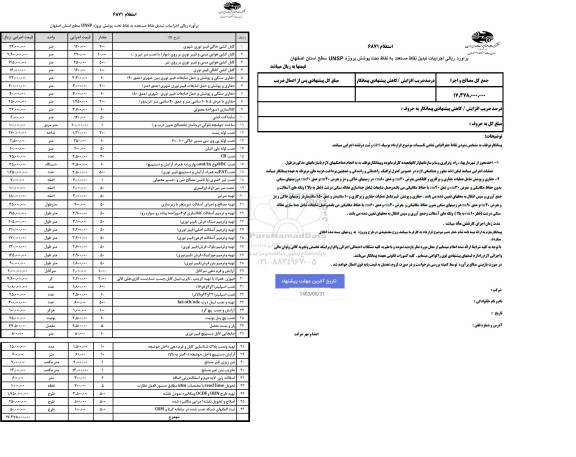 استعلام برآورد ریالی اجراییات تبدیل نقاط مستعد به نقاط تحت پوشش پروژه UNSP