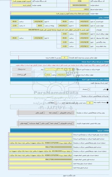 مزایده ، مزایده اجاره املاک بلا استفاده آموزش و پرورش فسا