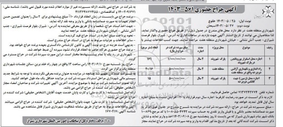 آگهی حراج حضوری اجاره محل استقرار یوروبانجی ...- نوبت دوم