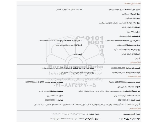 مزایده، اموال غیرمنقول