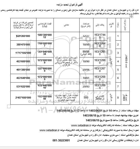 تجدید مزایده فروش اموال 